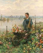 Daniel Ridgeway Knight Gathering Flowers oil painting
